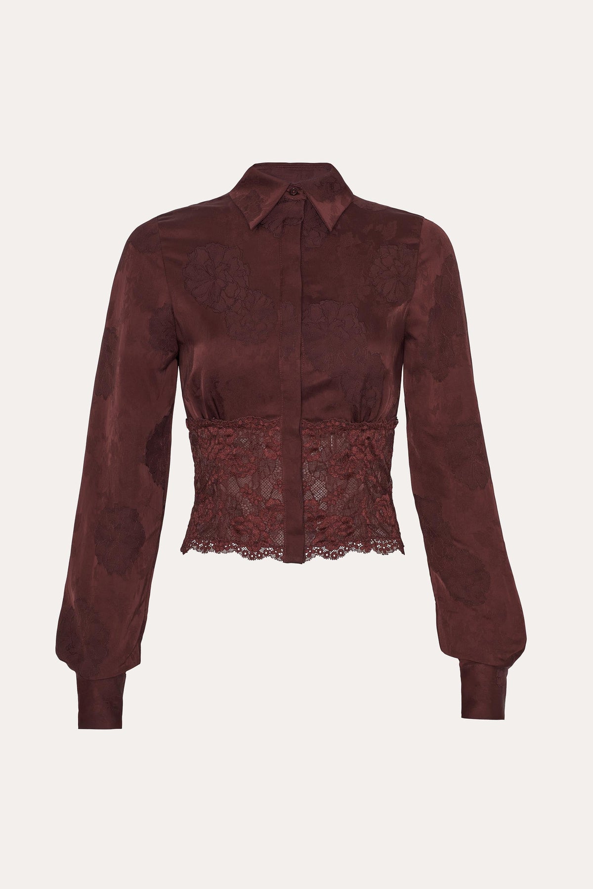 Elie Tahari Savannah Satin Jacquard Corset Shirt
