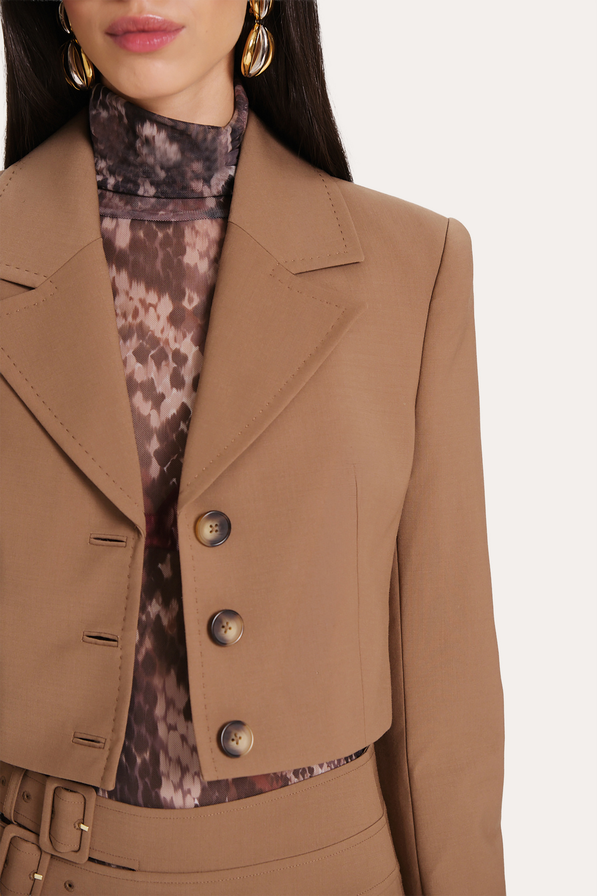 Elie Tahari Sierra Tropical Wool Cropped Jacket