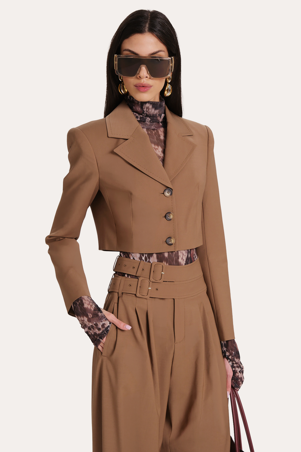 Elie Tahari Sierra Tropical Wool Cropped Jacket