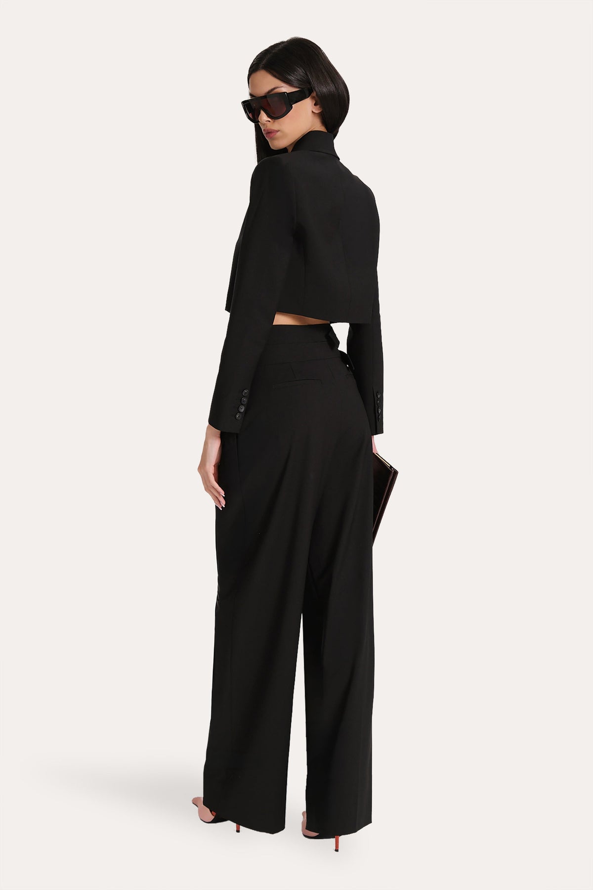Elie Tahari Sierra Tropical Wool Double Buckle Pants