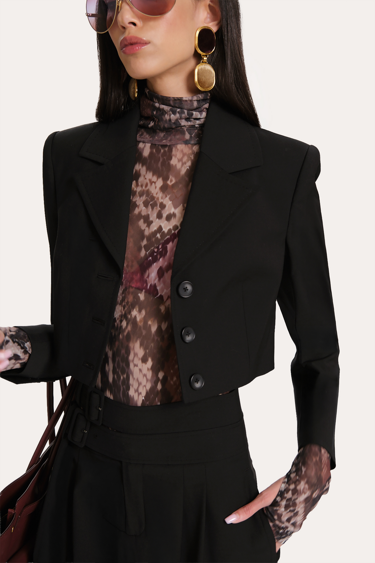Elie Tahari Sierra Tropical Wool Cropped Jacket