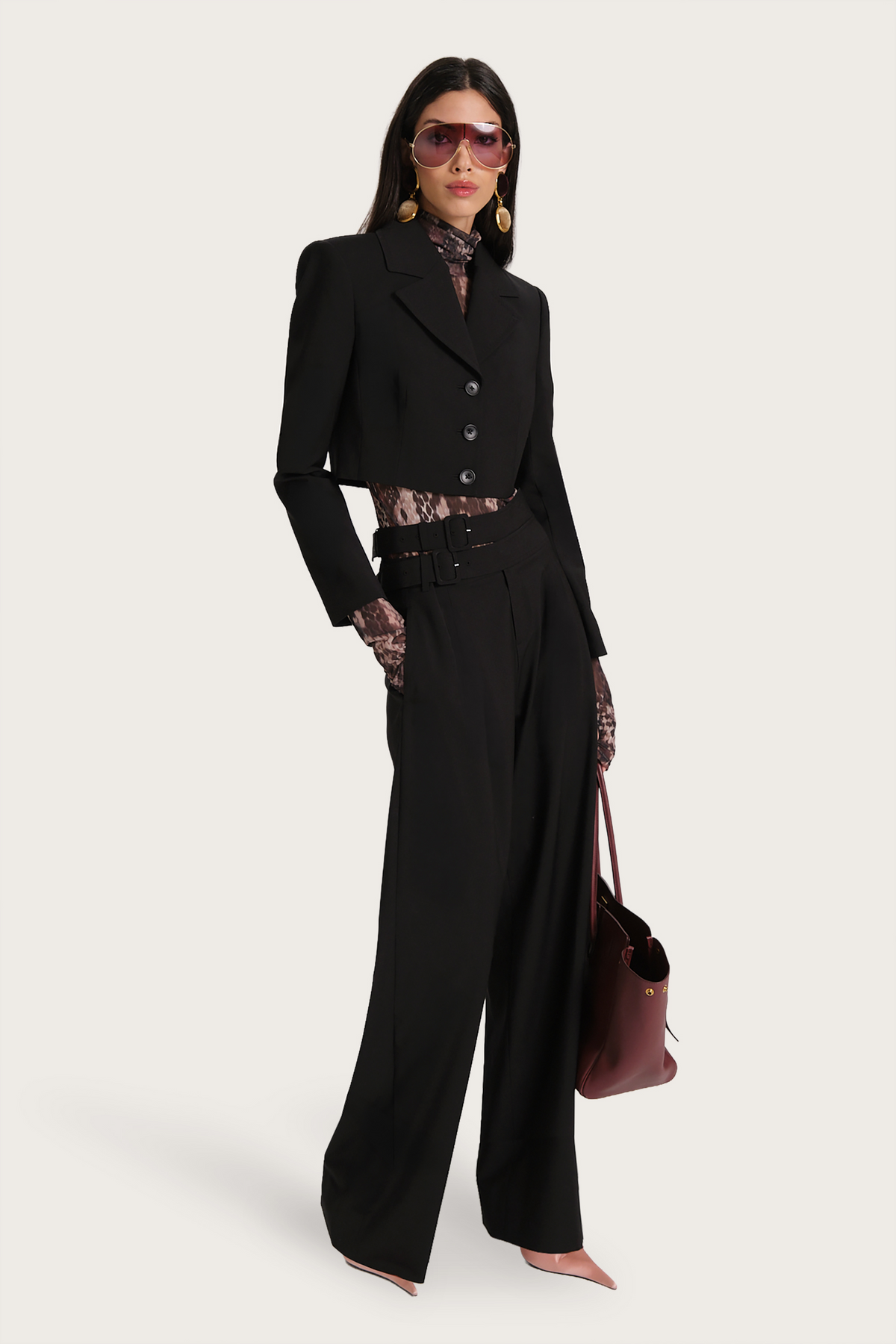 Elie Tahari Sierra Tropical Wool Cropped Jacket
