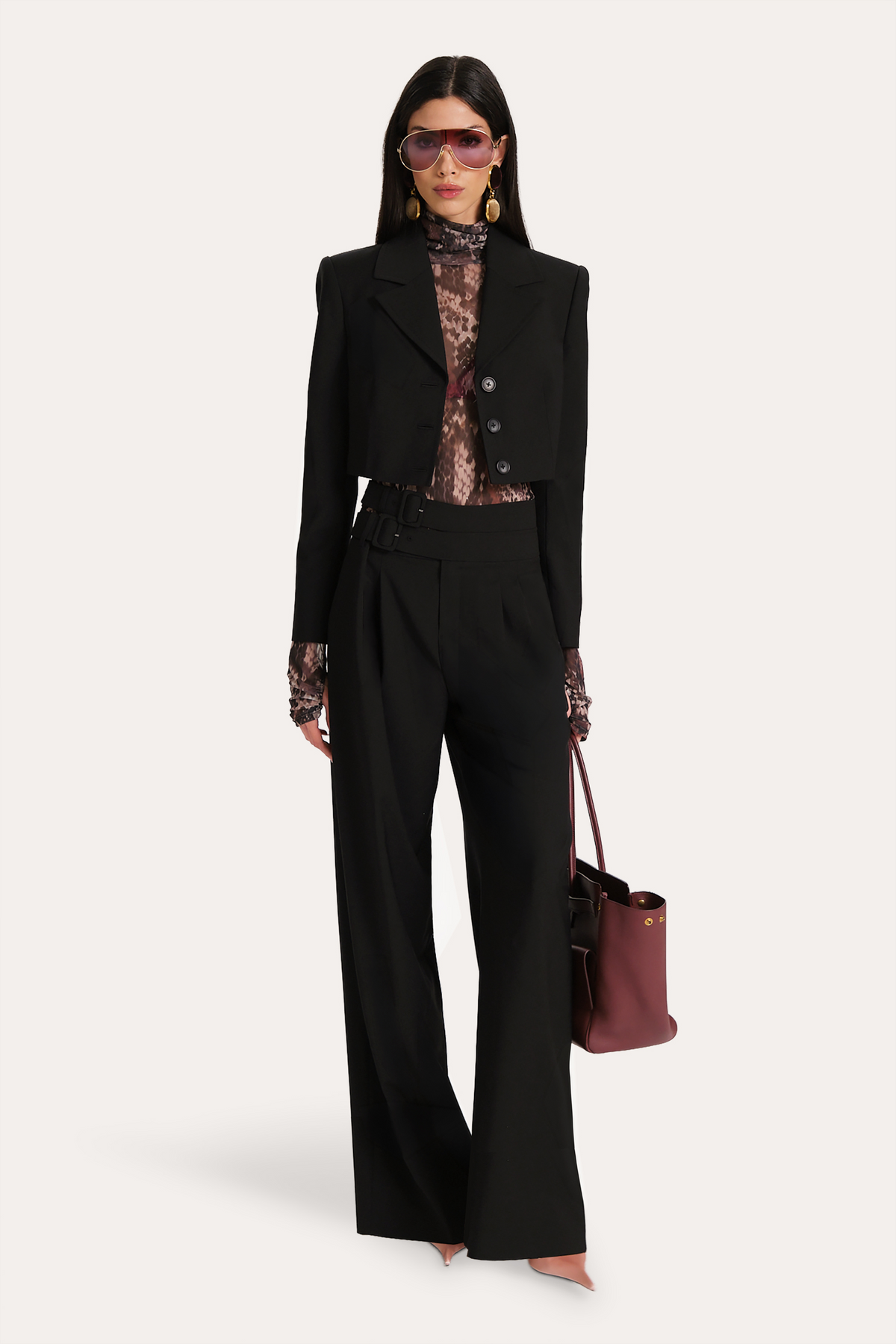 Elie Tahari Sierra Tropical Wool Cropped Jacket