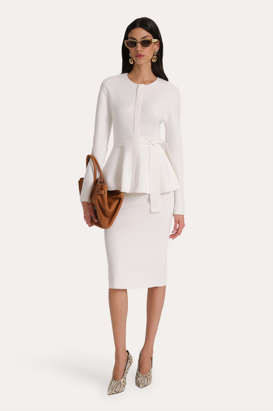 Elie Tahari Blair Milano Sculpt Peplum Top