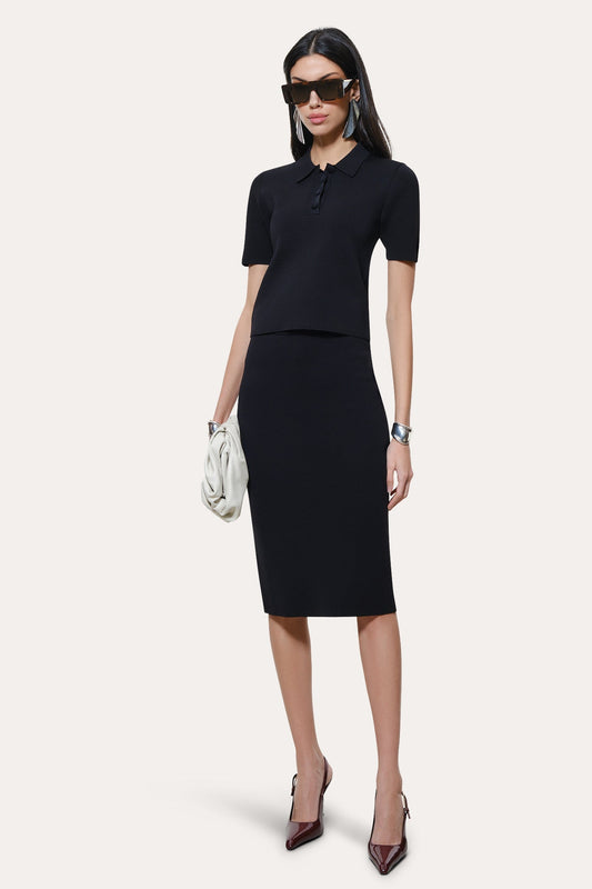 Elie Tahari Skylar Milano Sculpt Cropped Polo
