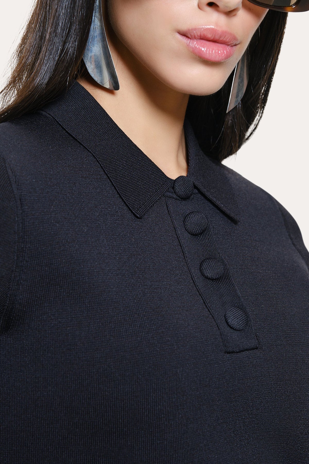 Elie Tahari Skylar Milano Sculpt Cropped Polo