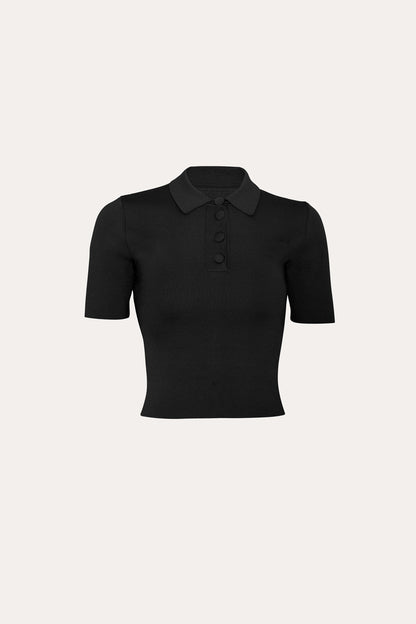 Elie Tahari Skylar Milano Sculpt Cropped Polo