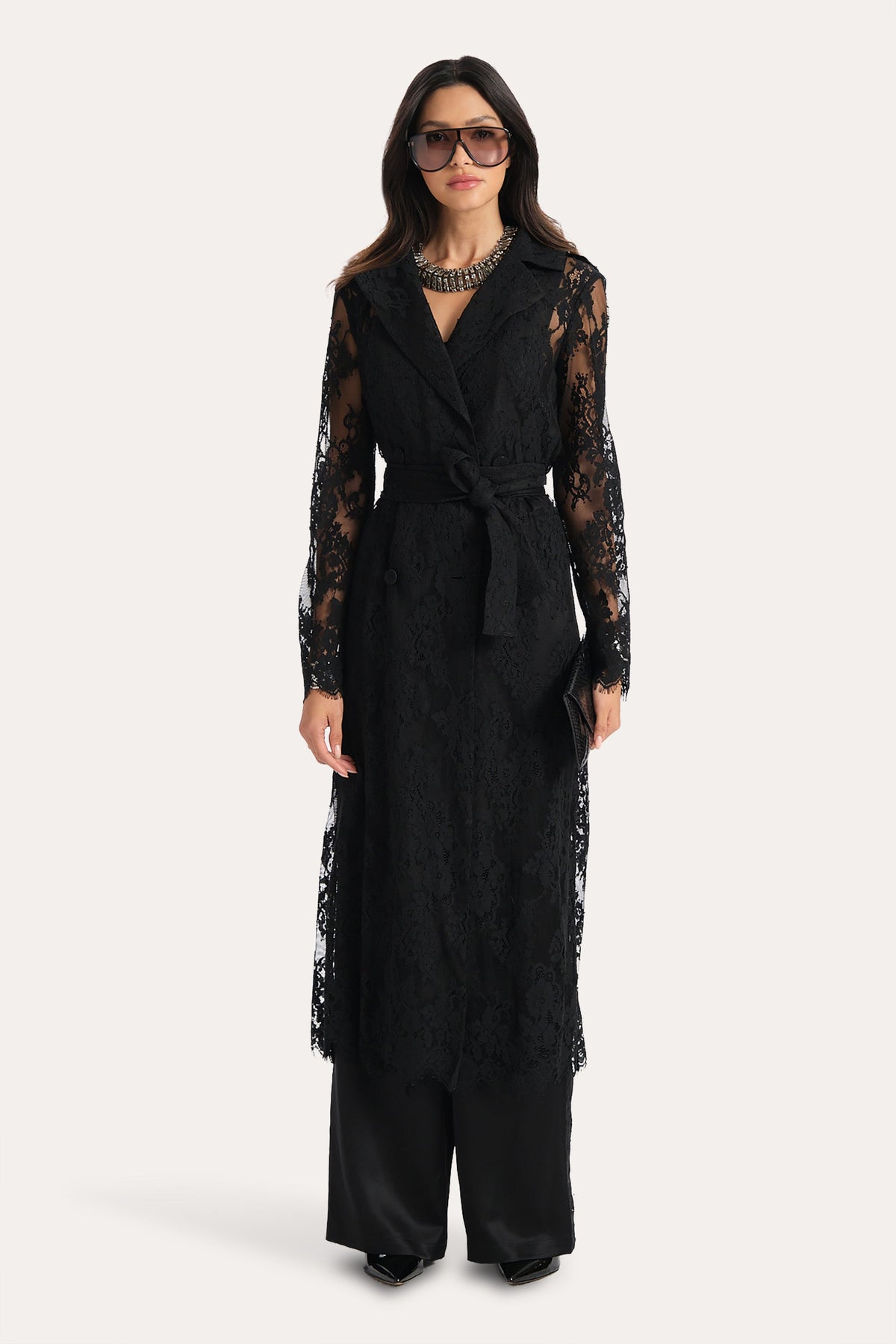 Elie Tahari Alix Lace Trench Coat