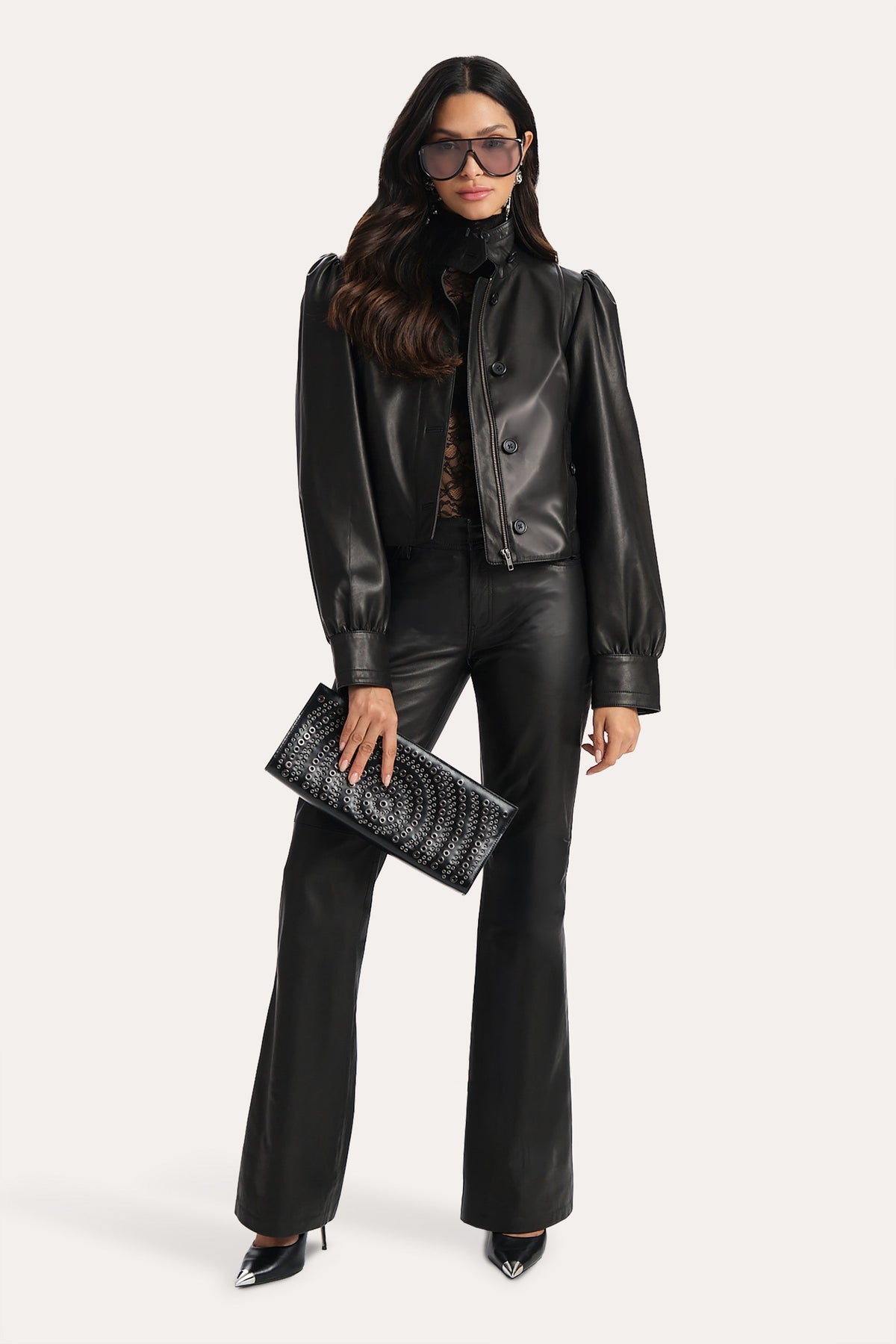 Elie Tahari Belle Lamb Leather Jacket