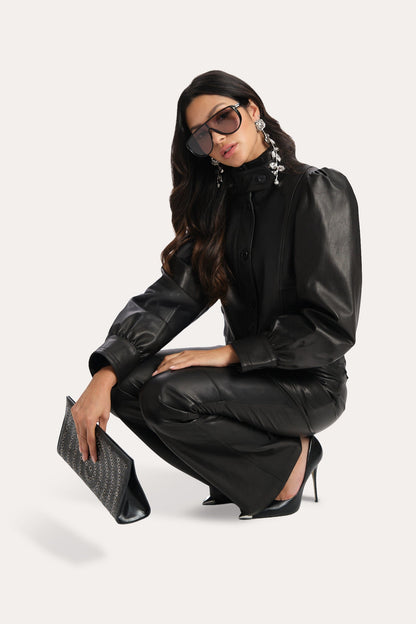 Elie Tahari Belle Lamb Leather Jacket