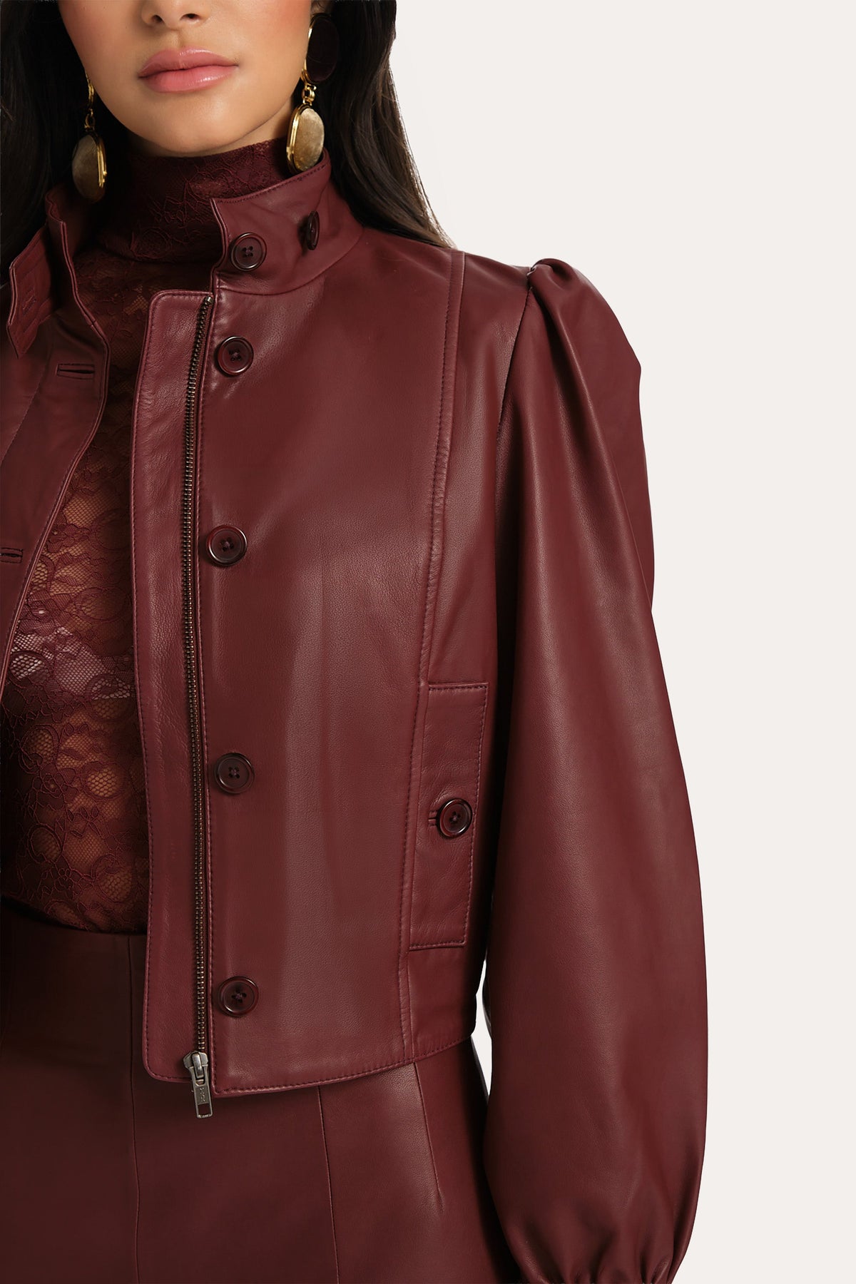 Elie Tahari Belle Lamb Leather Jacket
