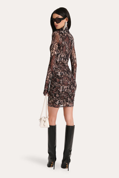 Elie Tahari Melani Ruched Mesh Mini Dress