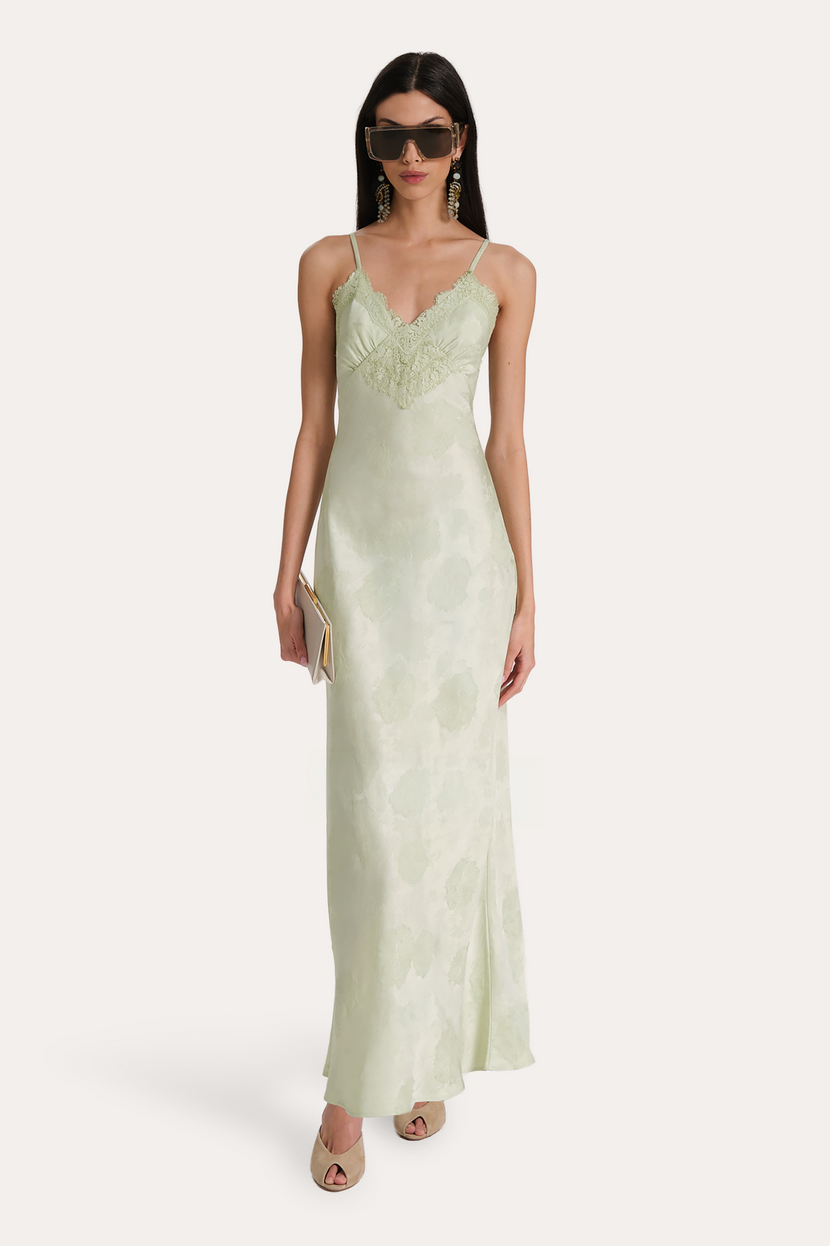 Elie Tahari Savannah Lace-Trim Satin Jacquard Dress