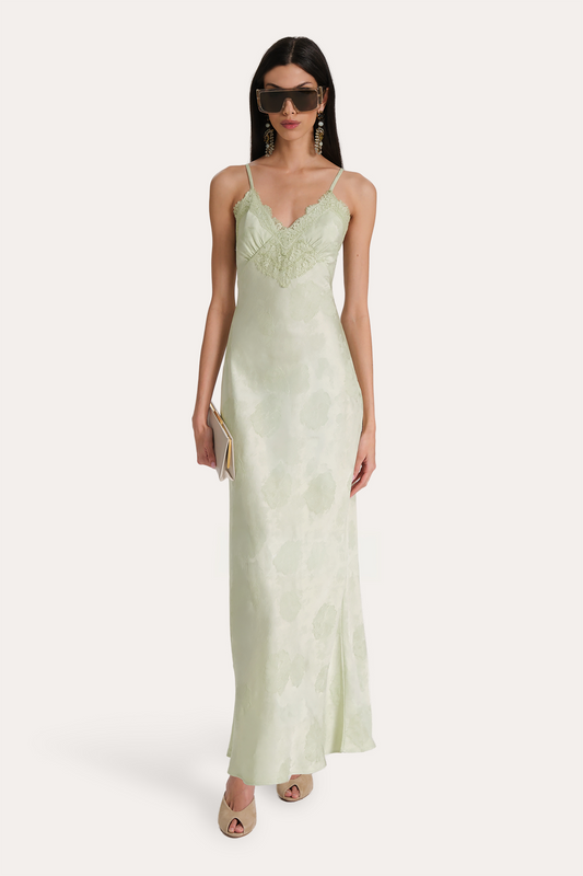 Elie Tahari Savannah Lace-Trim Satin Jacquard Dress