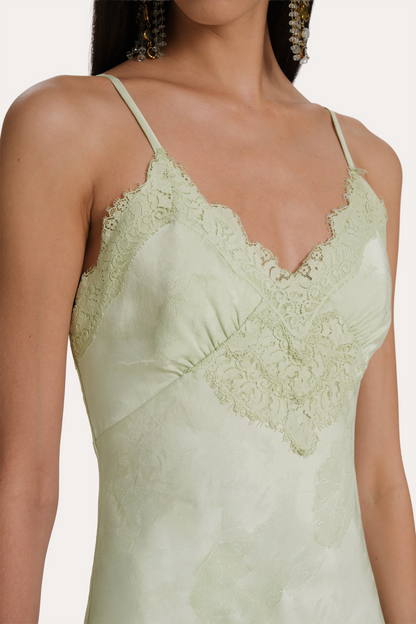Elie Tahari Savannah Lace-Trim Satin Jacquard Dress