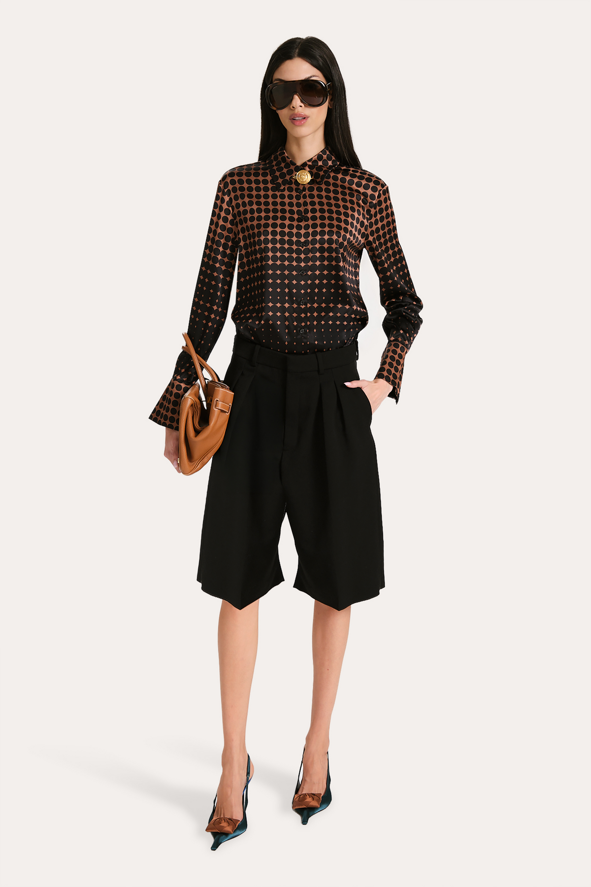 Elie Tahari Morgan Silk Charmeuse Dot Shirt