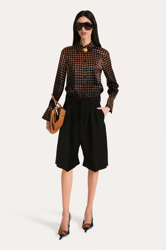 Elie Tahari Morgan Silk Charmeuse Dot Shirt
