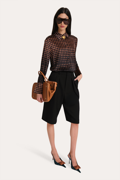 Elie Tahari Morgan Silk Charmeuse Dot Shirt
