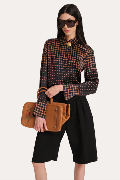Elie Tahari Morgan Silk Charmeuse Dot Shirt