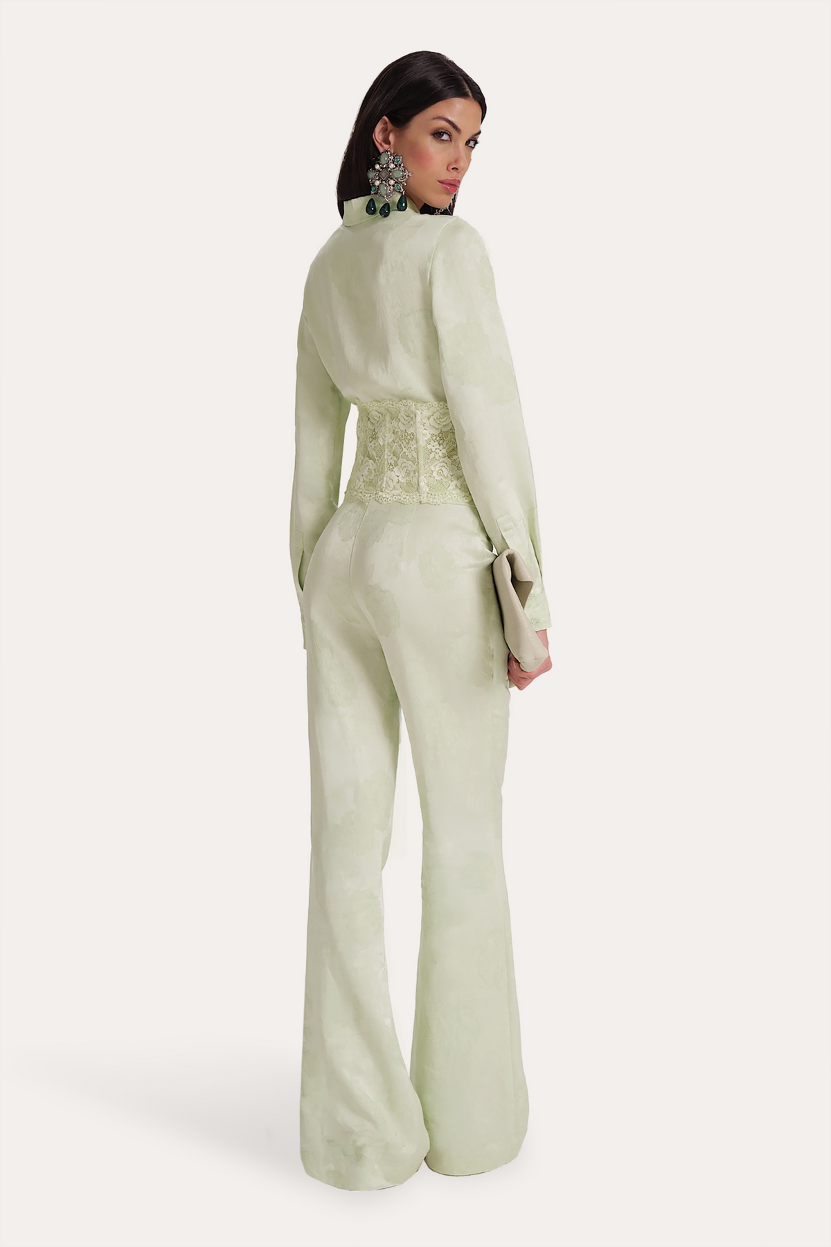 Elie Tahari Savannah Satin Jacquard Corset Shirt