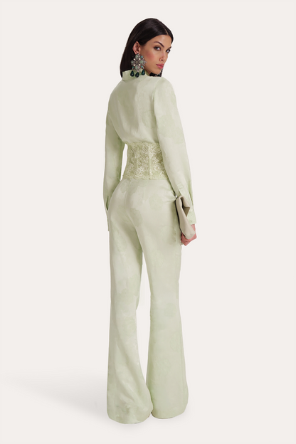 Elie Tahari Savannah Satin Jacquard Corset Shirt