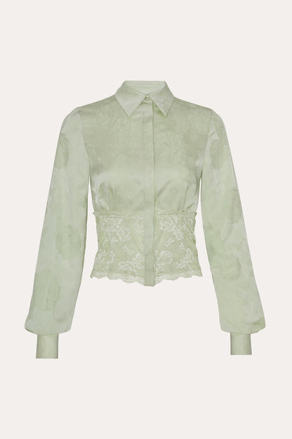 Elie Tahari Savannah Satin Jacquard Corset Shirt