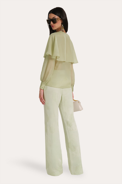 Elie Tahari Sage Silk Chiffon Cape Blouse