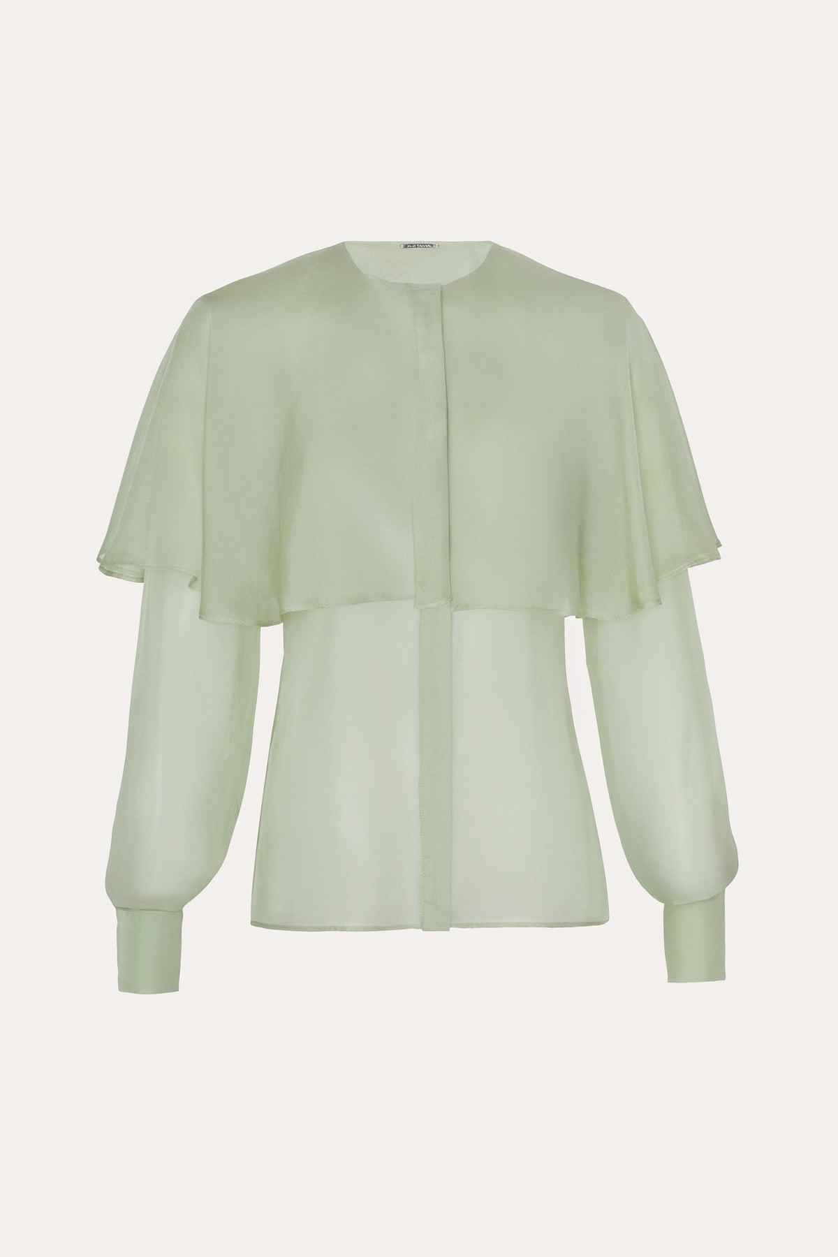 Elie Tahari Sage Silk Chiffon Cape Blouse