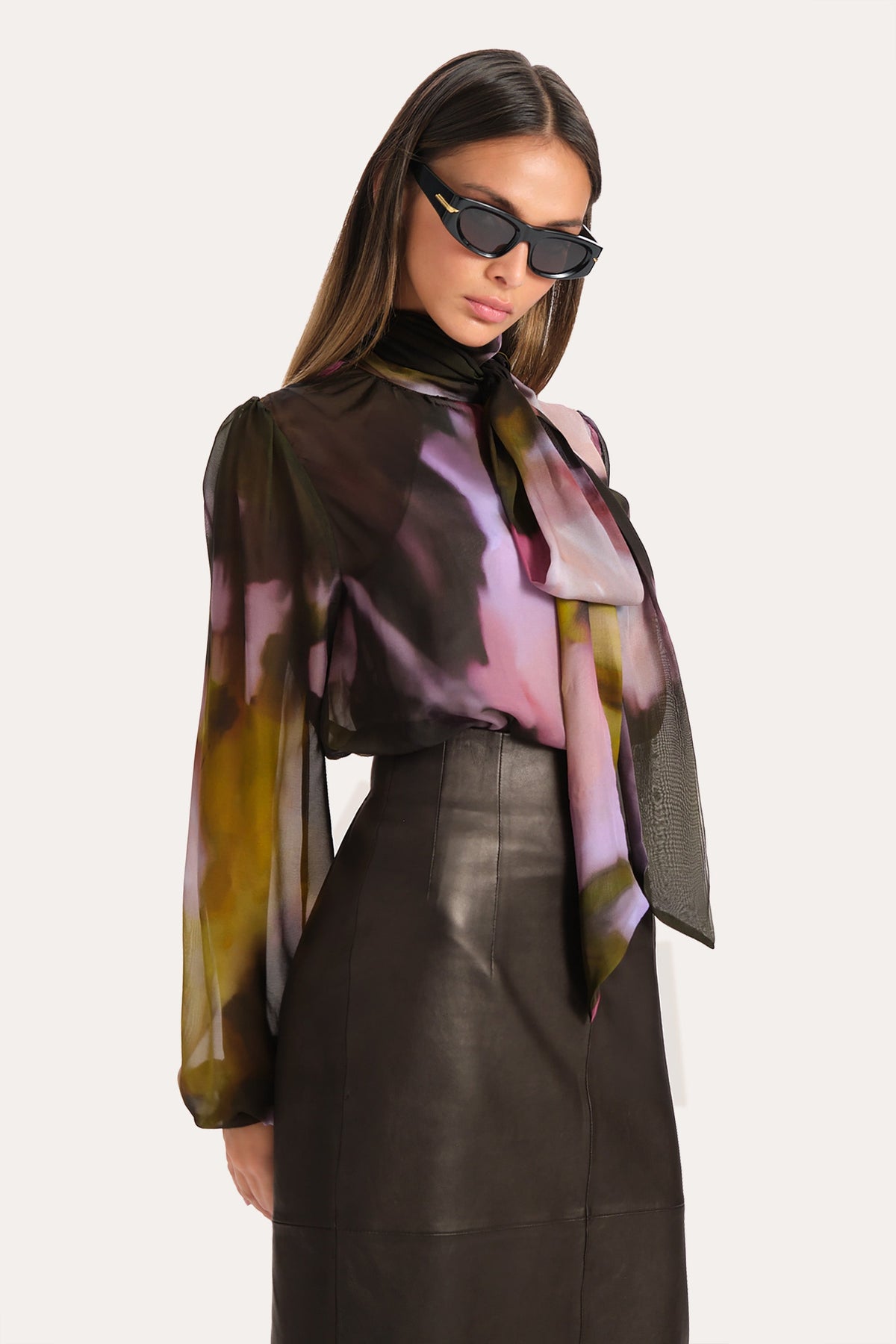 Elie Tahari Emma Silk Chiffon Printed Bodysuit