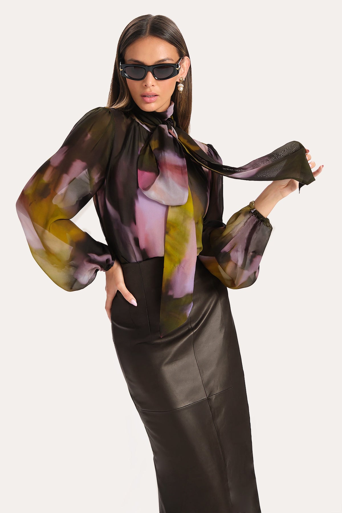 Elie Tahari Emma Silk Chiffon Printed Bodysuit
