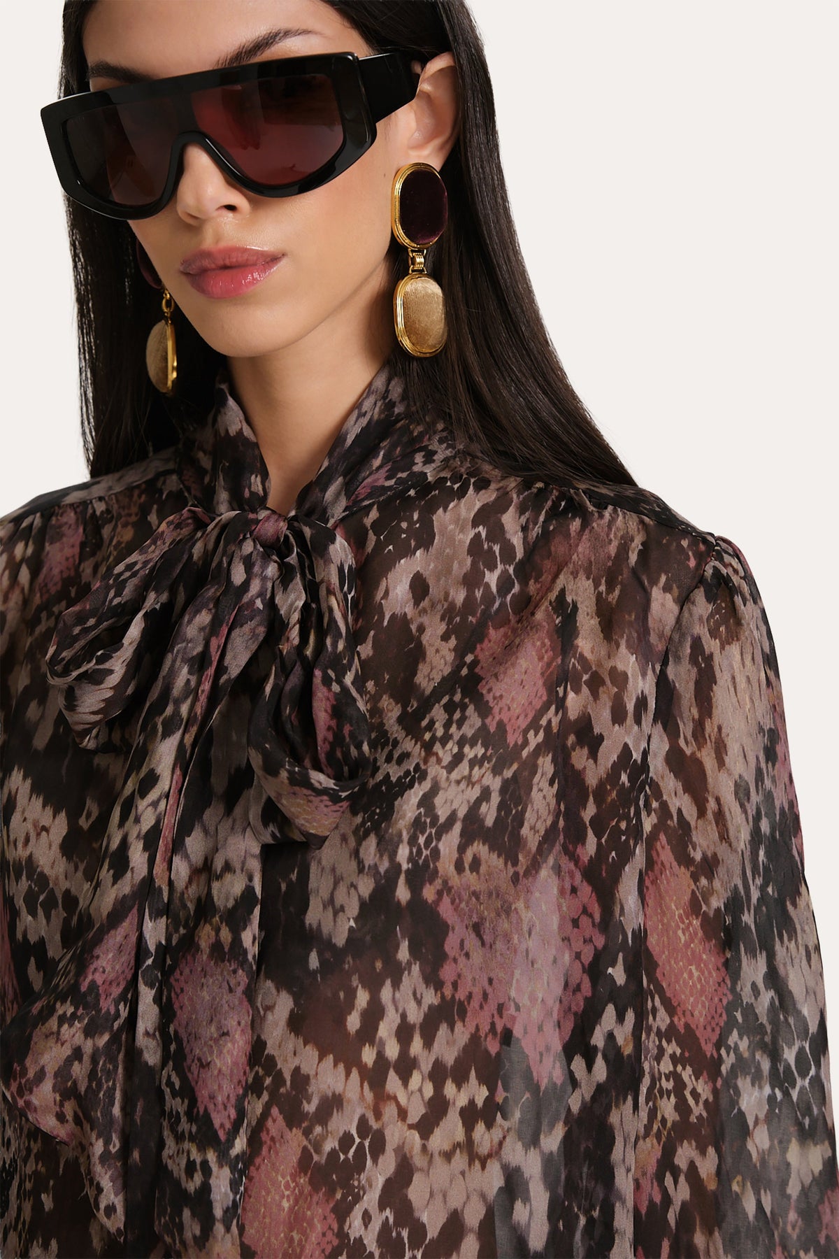 Elie Tahari Melani Silk Chiffon Bow Blouse