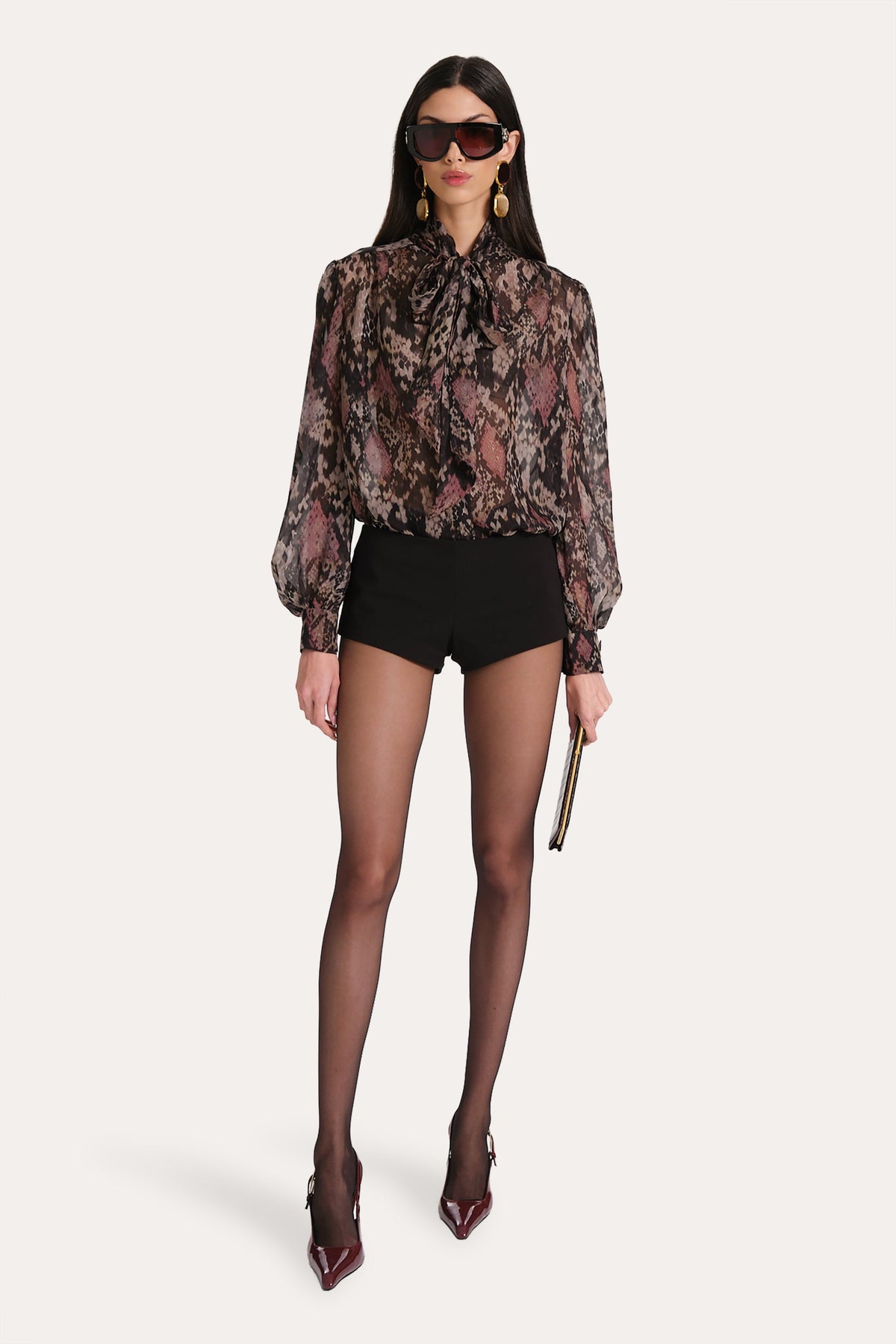 Elie Tahari Melani Silk Chiffon Bow Blouse
