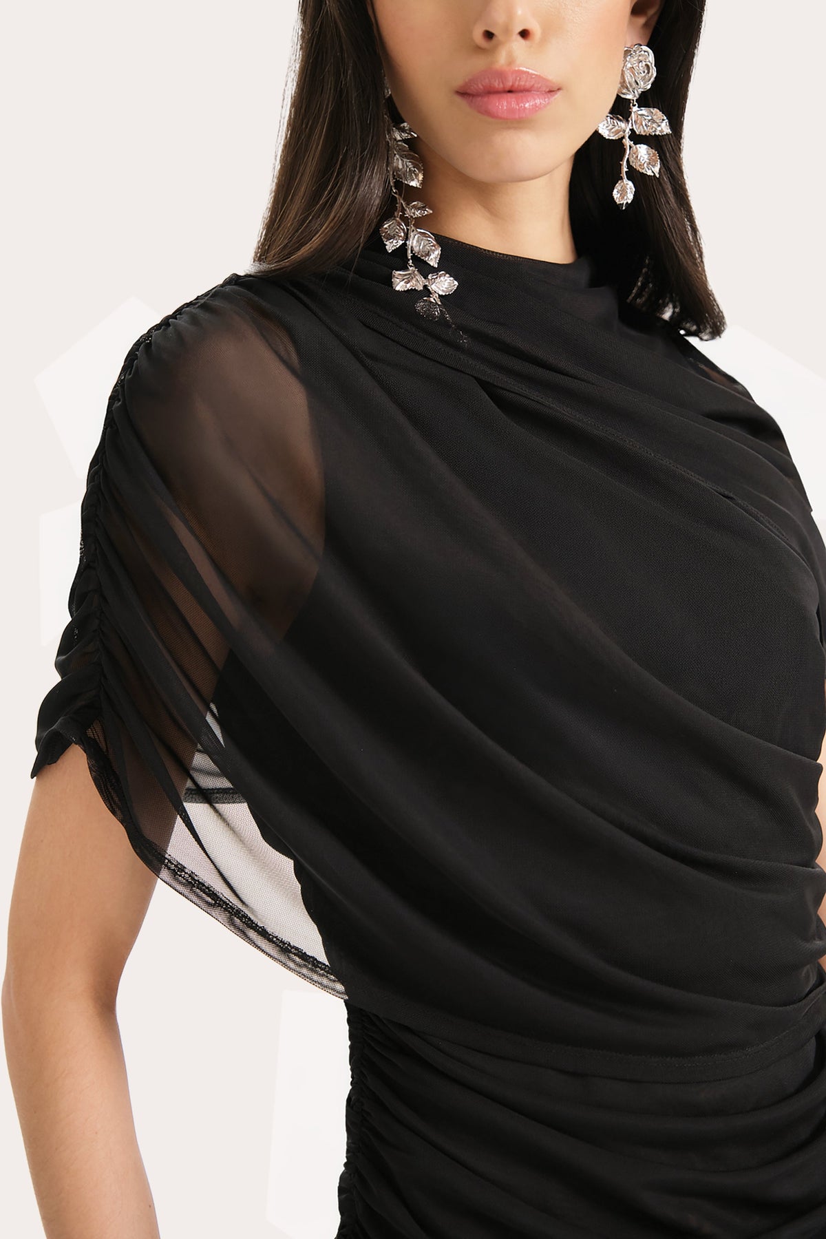 Elie Tahari Gaia Draped Mesh Top