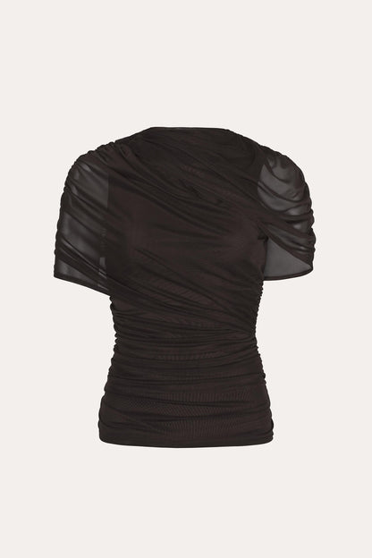 Elie Tahari Gaia Draped Mesh Top