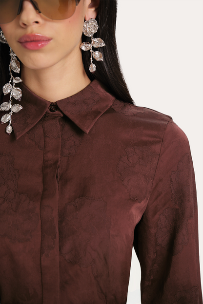 Elie Tahari Savannah Satin Jacquard Corset Shirt
