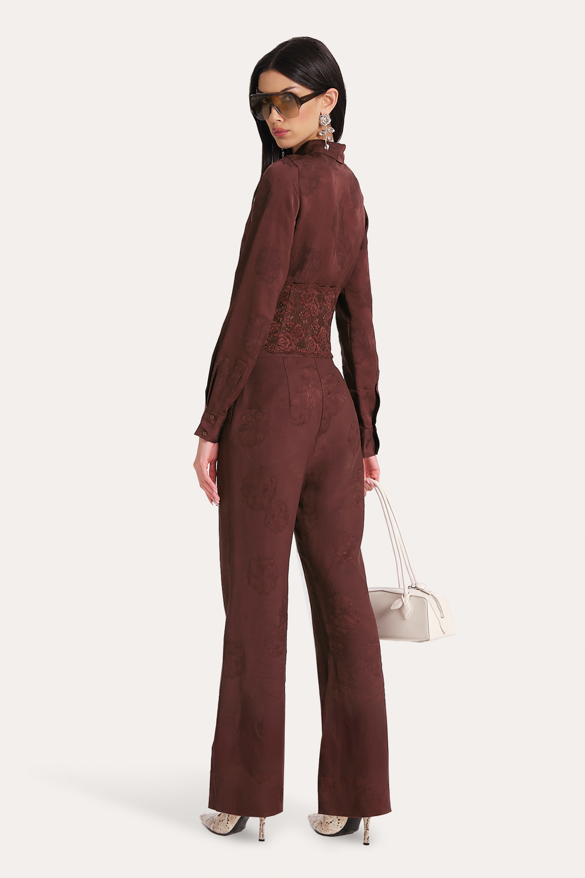 Elie Tahari Savannah Satin Jacquard Corset Shirt