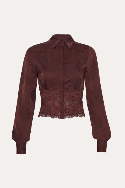 Elie Tahari Savannah Satin Jacquard Corset Shirt