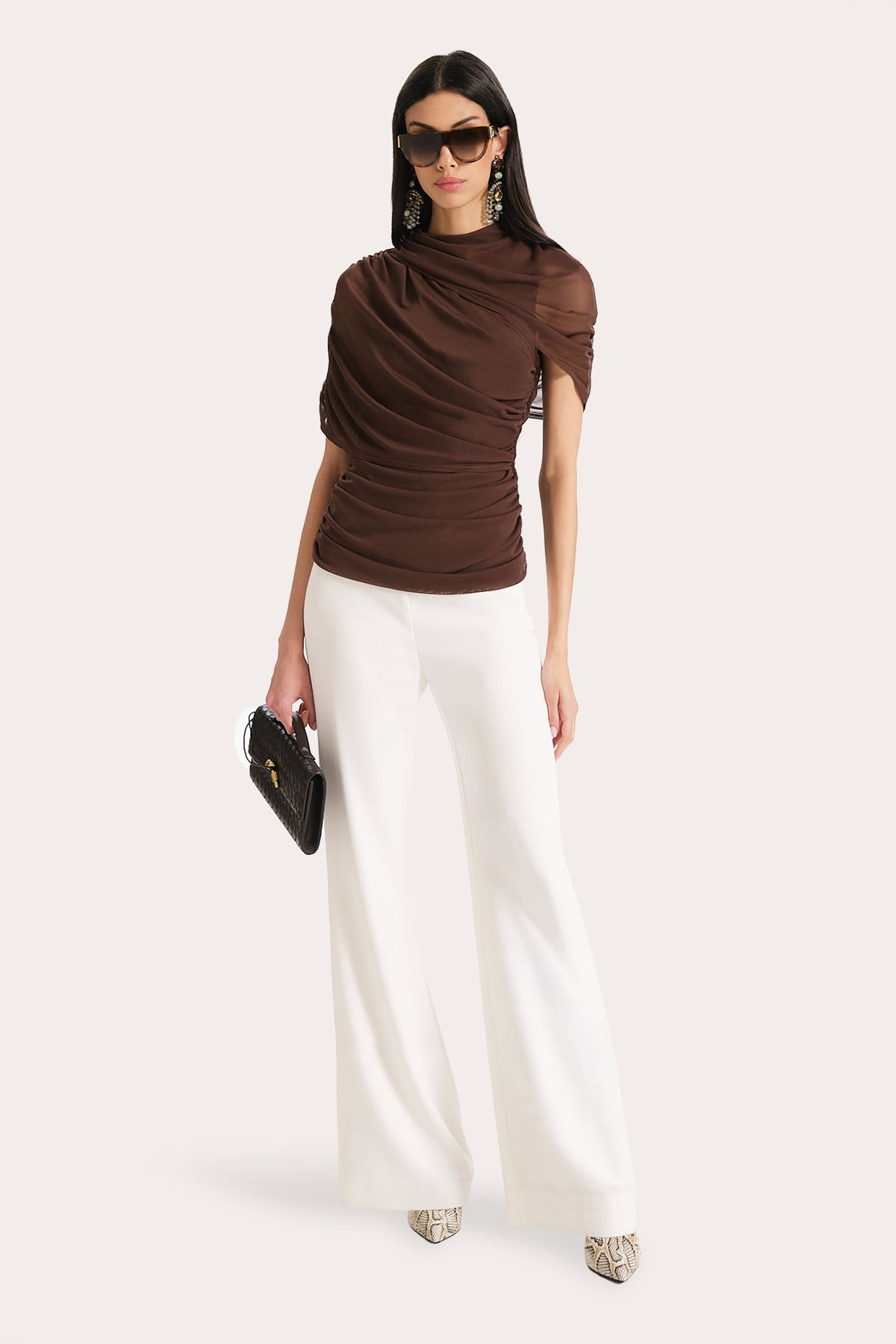 Elie Tahari Gaia Draped Mesh Top