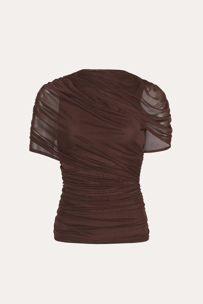 Elie Tahari Gaia Draped Mesh Top