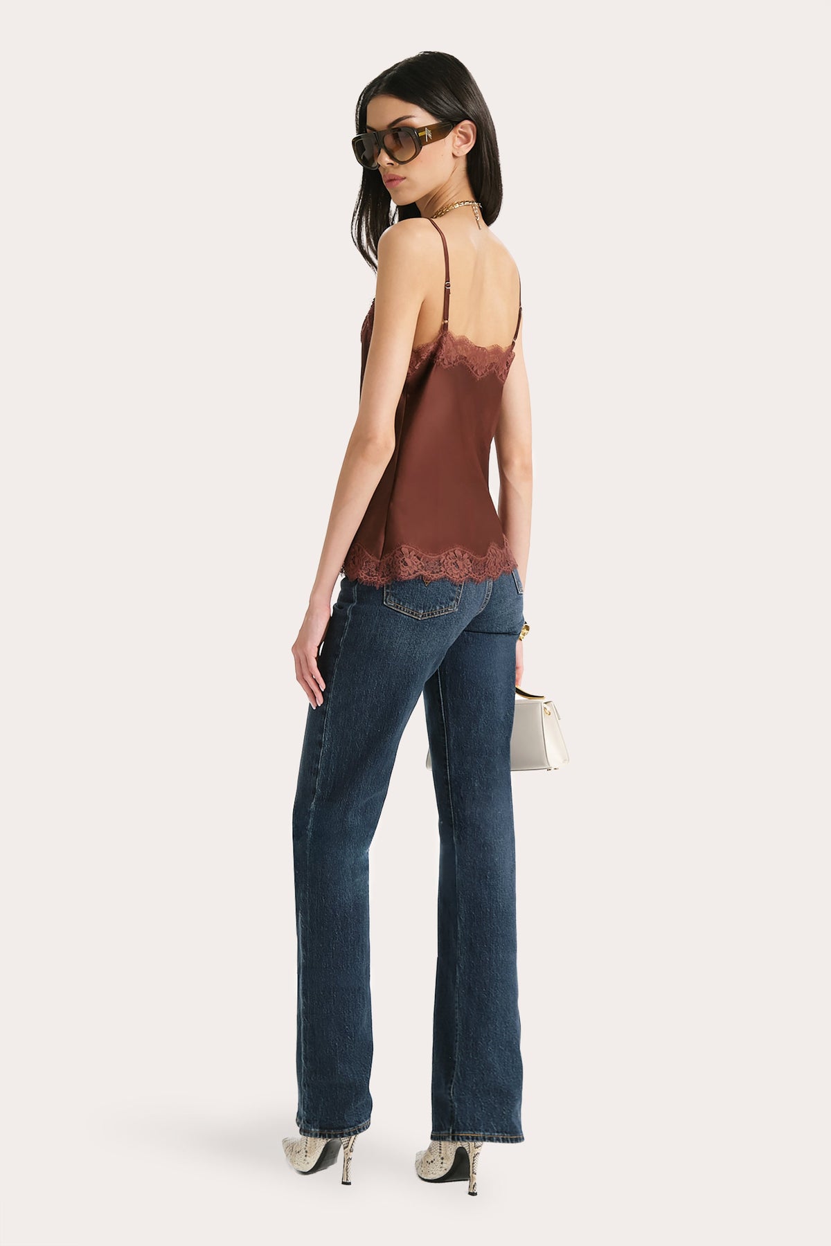 Elie Tahari Brooke Silk Charmeuse Lace Trim Cami