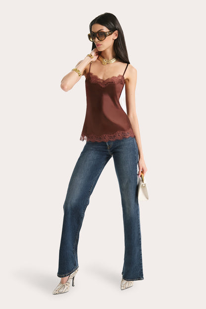 Elie Tahari Brooke Silk Charmeuse Lace Trim Cami