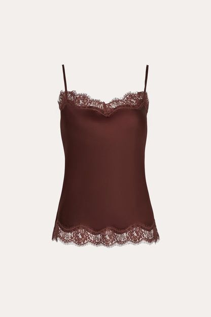 Elie Tahari Brooke Silk Charmeuse Lace Trim Cami