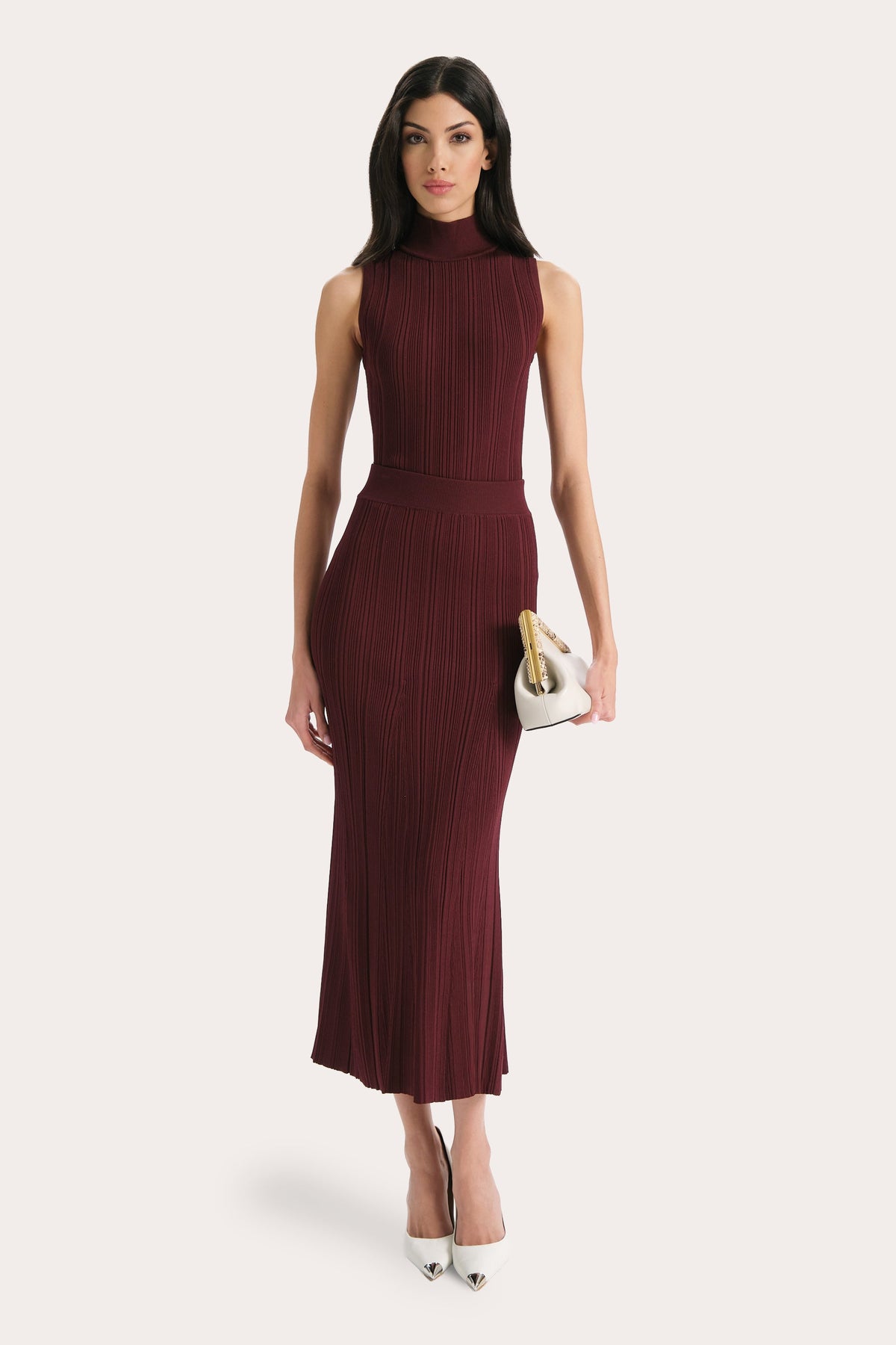 Elie Tahari Azura Ribbed Sleeveless Mock Neck