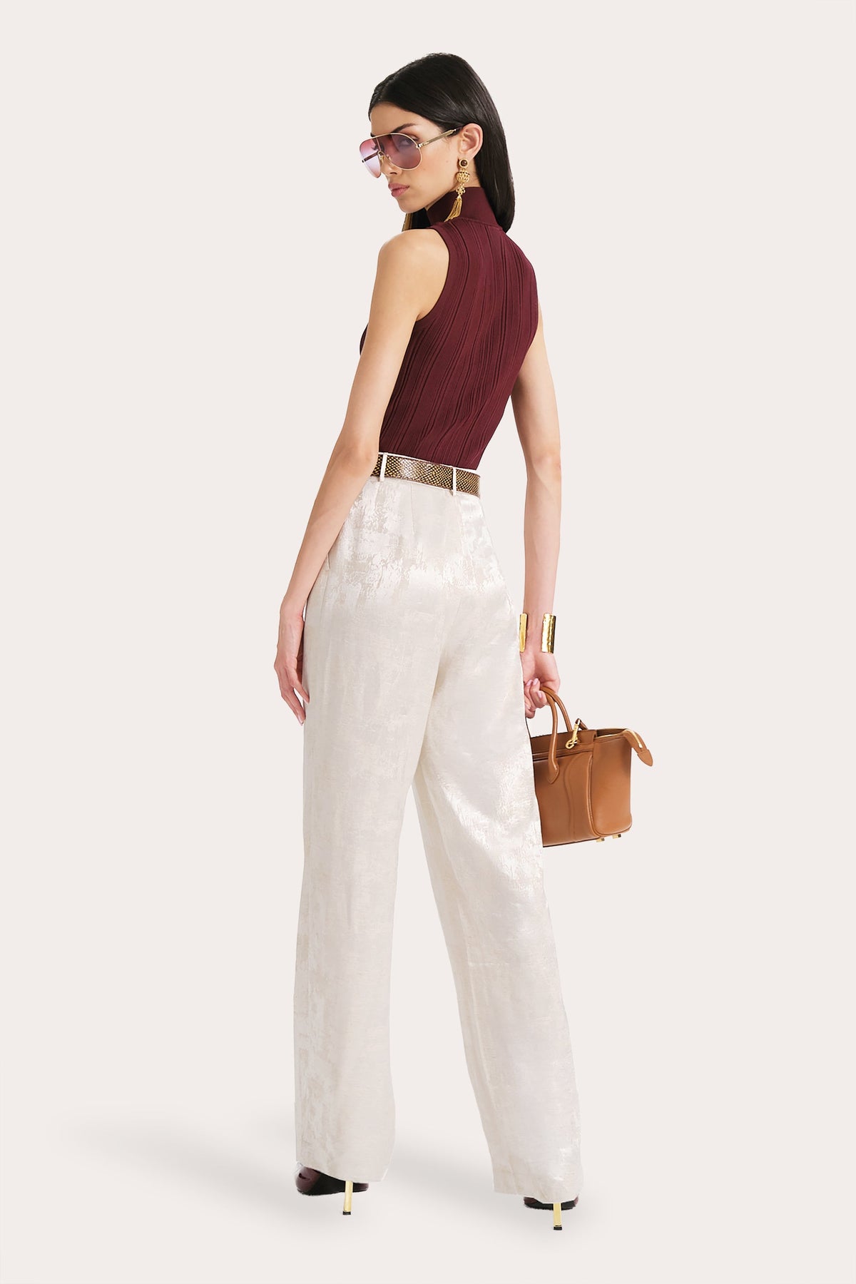 Elie Tahari Azura Ribbed Sleeveless Mock Neck