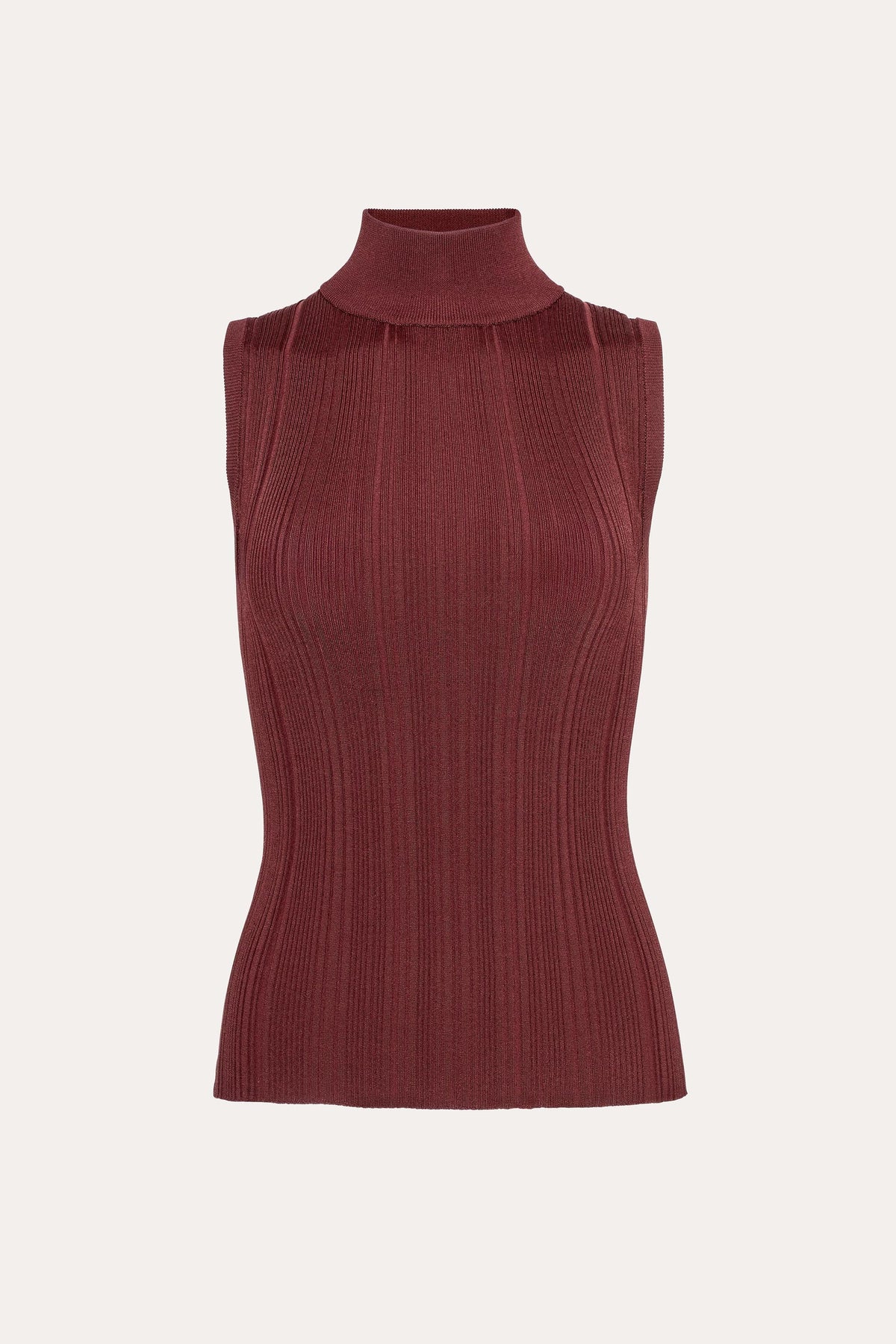 Elie Tahari Azura Ribbed Sleeveless Mock Neck