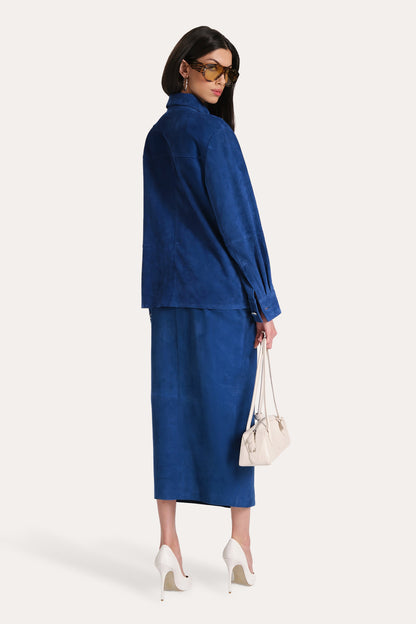 Elie Tahari Althea Suede Midi Skirt
