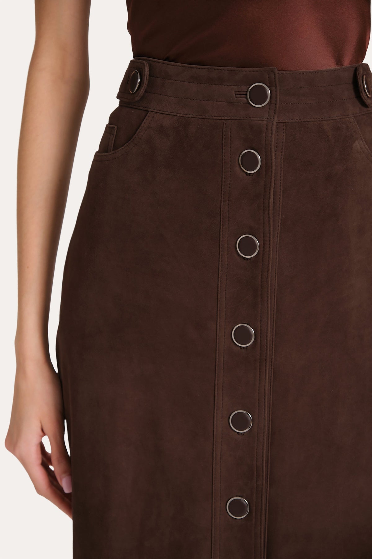 Elie Tahari Althea Suede Midi Skirt