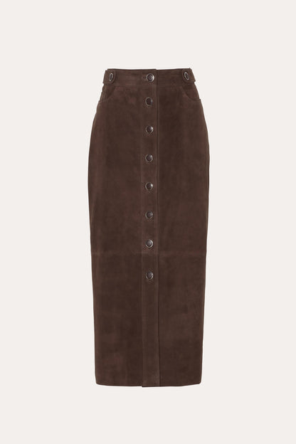Elie Tahari Althea Suede Midi Skirt