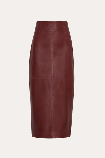 Elie Tahari Brooklyn Lamb Leather Midi Skirt