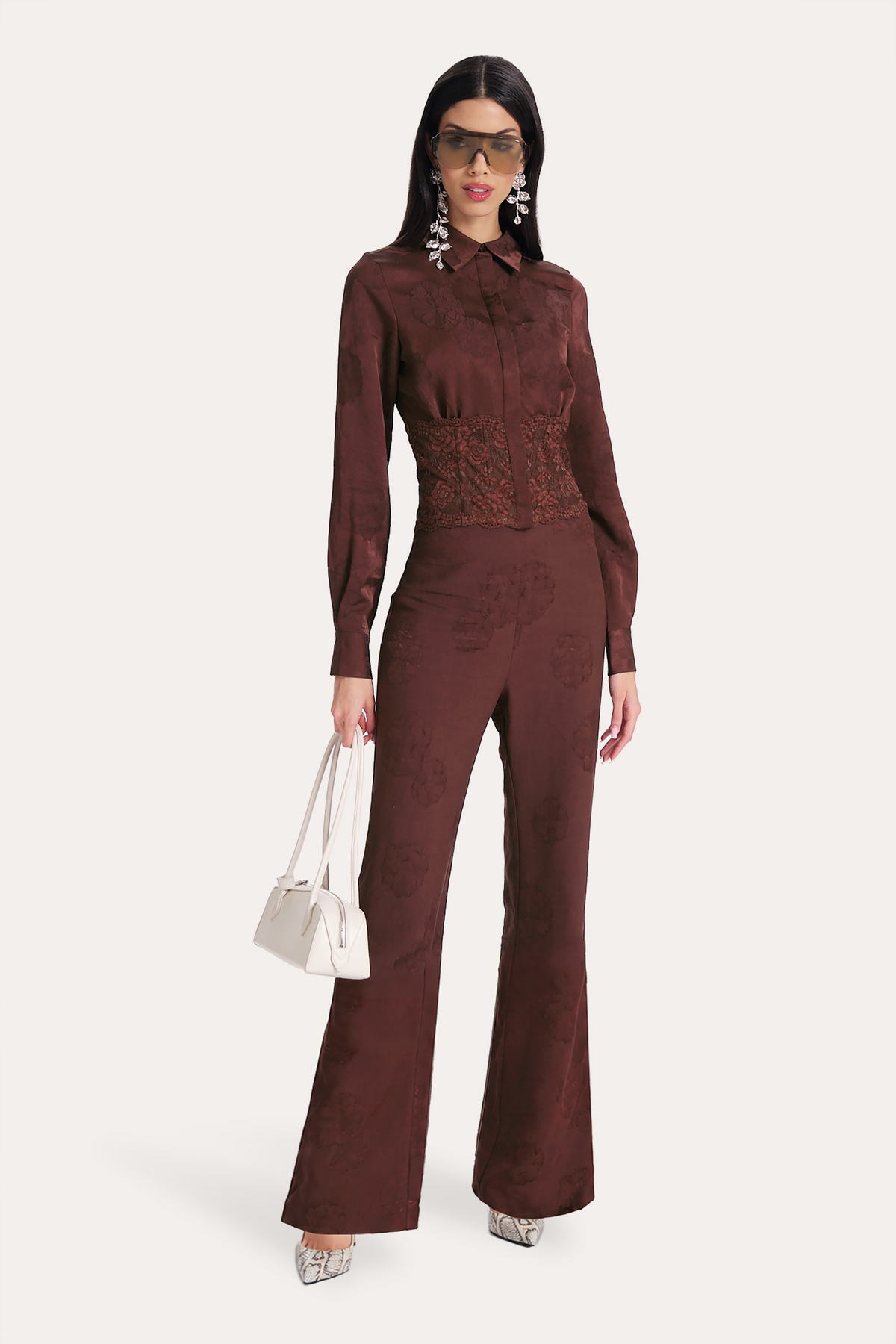 Elie Tahari Savannah Satin Jacquard Pants